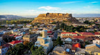 Scenic view of the hilltop Gori Fortress and the town of Gori, Georgia